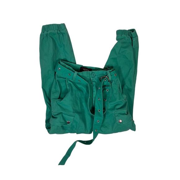 AKIRA Pants - Akira Green Cargo Pants with Belt Women’s Small/6 Utility Tactical Streetwear